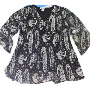 Signature JMB pullover poly blouse. Sequins embellished, lined size 1X like new